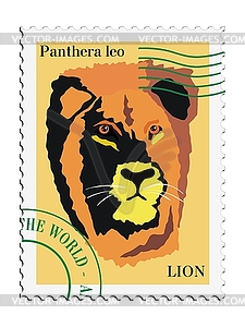 Stamp with lion - vector clip art