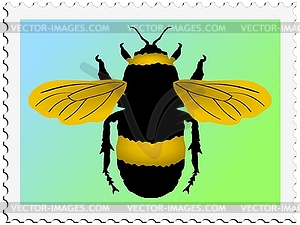 Stamp with bumblebee - vector image