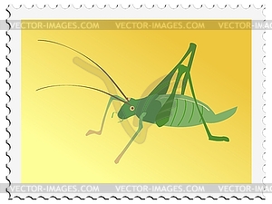 Stamp with cricket - vector clip art