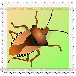 Stamp with beetle - vector clip art