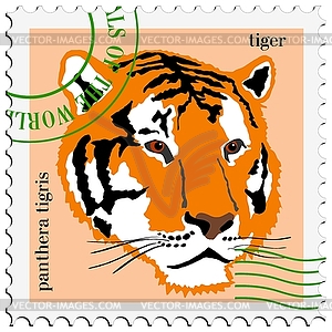 Stamp with tiger - vector clip art