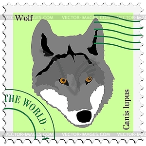Stamp with wolf - vector image