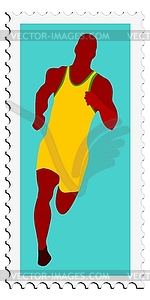 Stamp with athletics - vector clipart