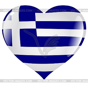 Heart with flag of Greece - vector image