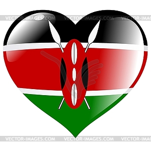 Heart with flag of Kenya - vector image