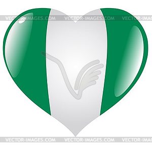 Сердце с флагом Нигерии - векторный клипарт EPS