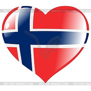 Heart with flag of Norway - vector image