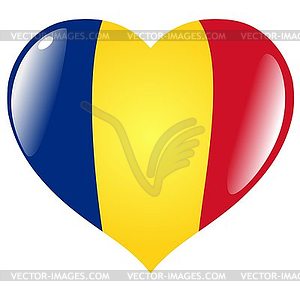 Heart with flag of Romania - vector clip art