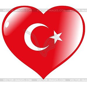 Heart with flag of Turkey - vector image