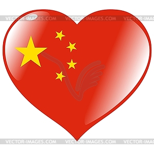 Heart with flag of China - vector clip art