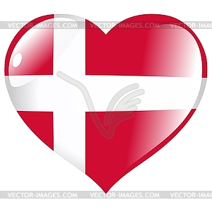 Heart with flag of Denmark - vector clip art