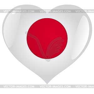 Heart with flag of Japan - vector image