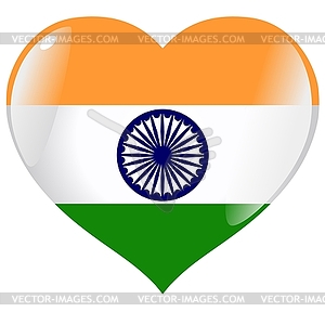 Heart with flag of India - vector image