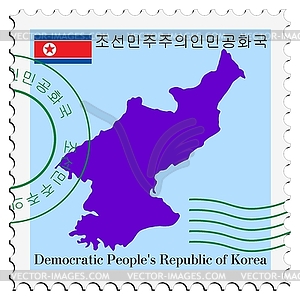 Mail to-from North Korea - vector clipart