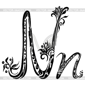 Letter N n - white & black vector clipart