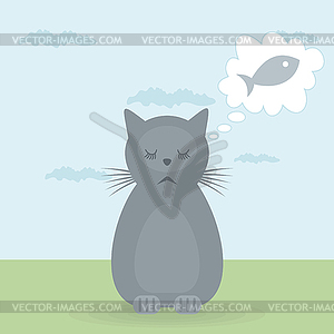 Cat dreams - vector image