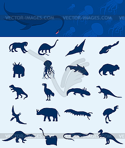 Коллекция динозавров - клипарт в векторе