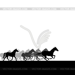 Herd of horses - vector image