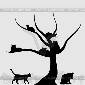 Tree of cats - vector clip art