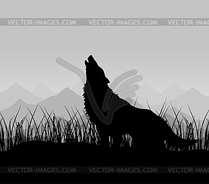 Wolf in mountains - vector clipart