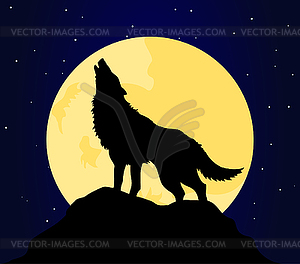 Волк воет на луну - клипарт в формате EPS