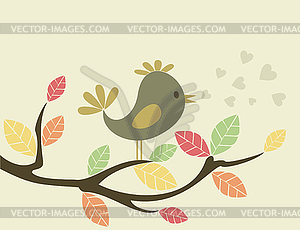 Bird on tree - vector image