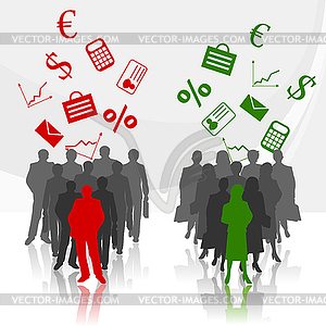 Businessman against businesswoman - vector clipart