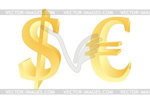 Dollar and euro - vector clip art