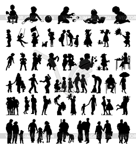 Family silhouettes - vector clipart