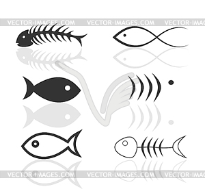 Icon of fish - white & black vector clipart