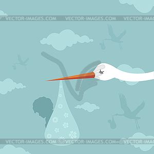 Stork and kid - vector image