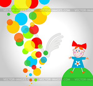 Girl and balls - color vector clipart