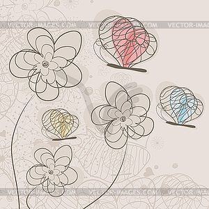 Butterfly and flower - vector image