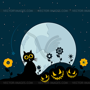 Cat on Halloween - vector image