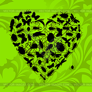Heart of insects - vector clipart