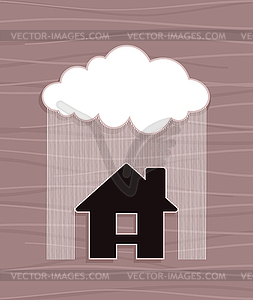 House under rain - color vector clipart