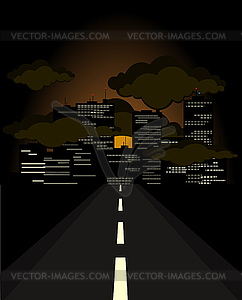 Night road - vector clip art