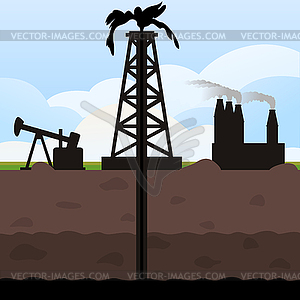 Extraction of oil - vector image