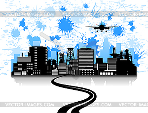 Road to city - vector clip art