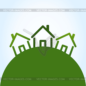 Three houses - vector clip art