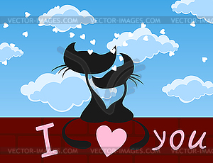 Enamoured cats - vector clipart