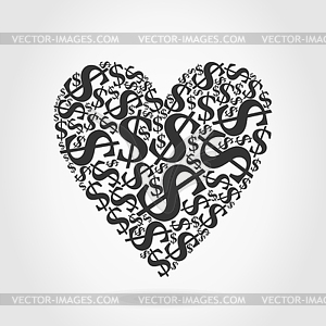 Heart dollar - vector clip art