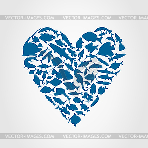 Heart of fish - royalty-free vector clipart