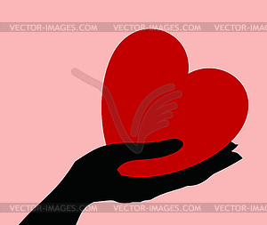 Heart in hand - vector clip art