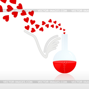 Love test tube - color vector clipart