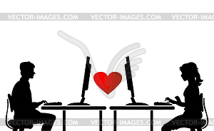 Virtual love - color vector clipart