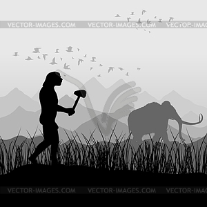 Ancient hunter - royalty-free vector clipart