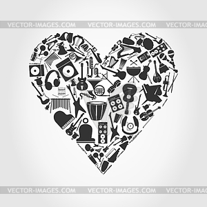 Musical heart - vector image