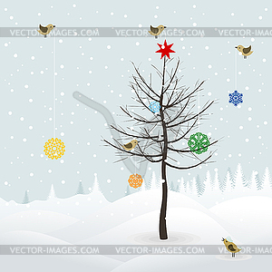 Christmas landscape - vector clipart / vector image