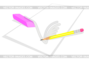 Pencil and elastic band - vector EPS clipart